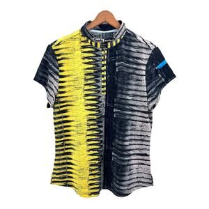 Vintage 80s 90s Jamie Sadock Colorful Black Yellow Golf Tennis Top Womens Large